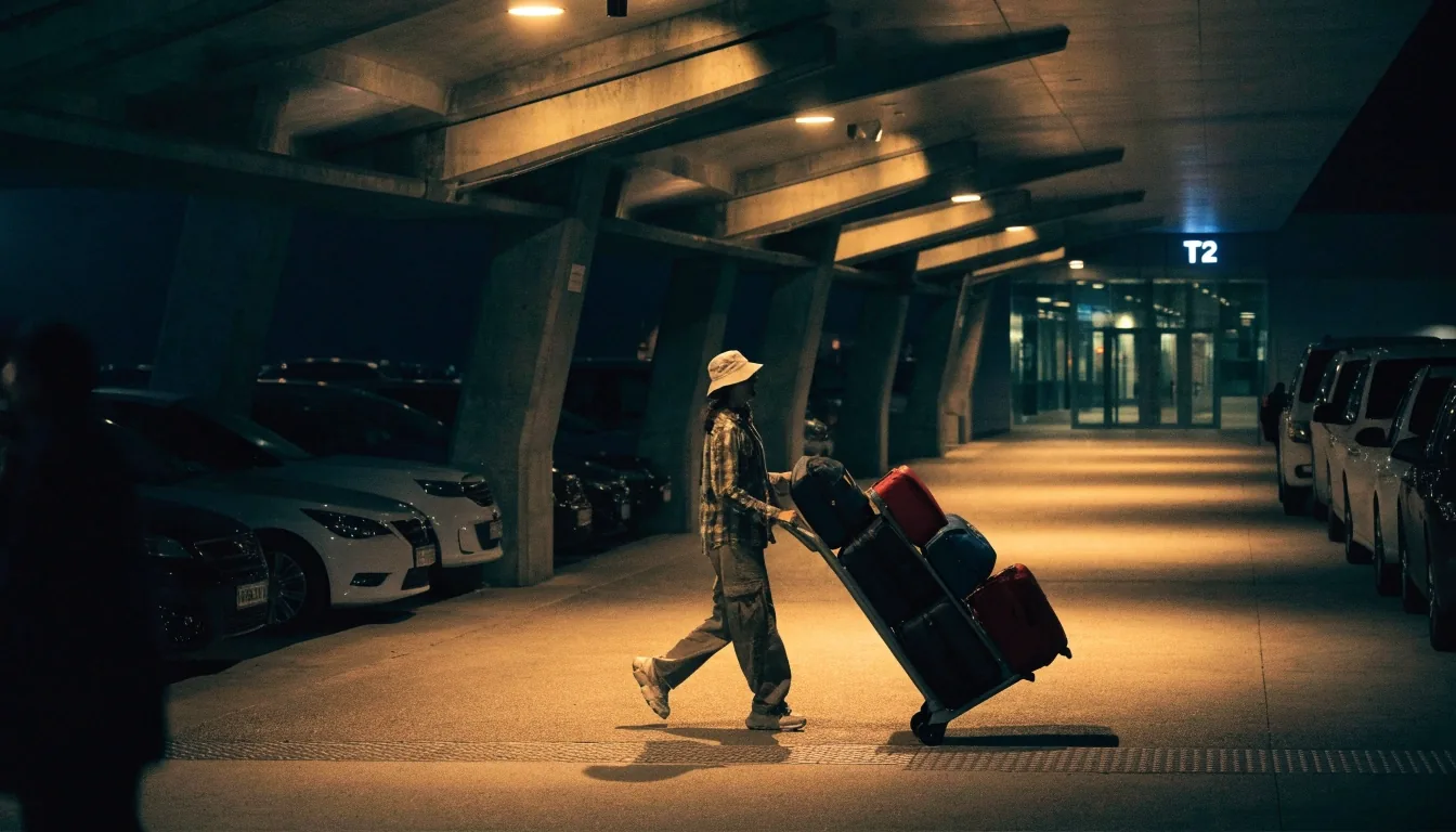 Domestic terminal car park deck at night near T2 and T3
