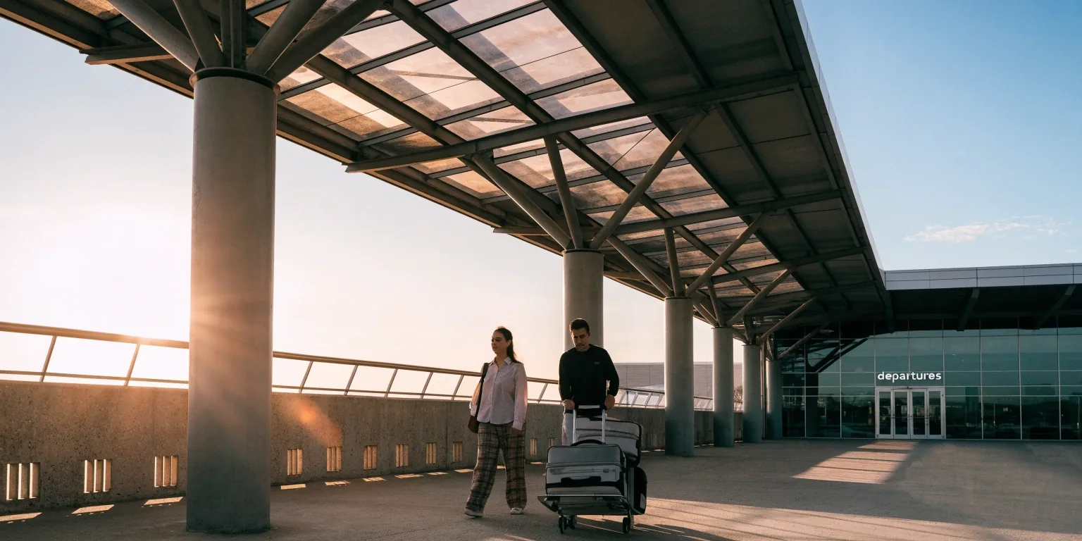 Terminal kerb lane outside T2 and T3 at dawn