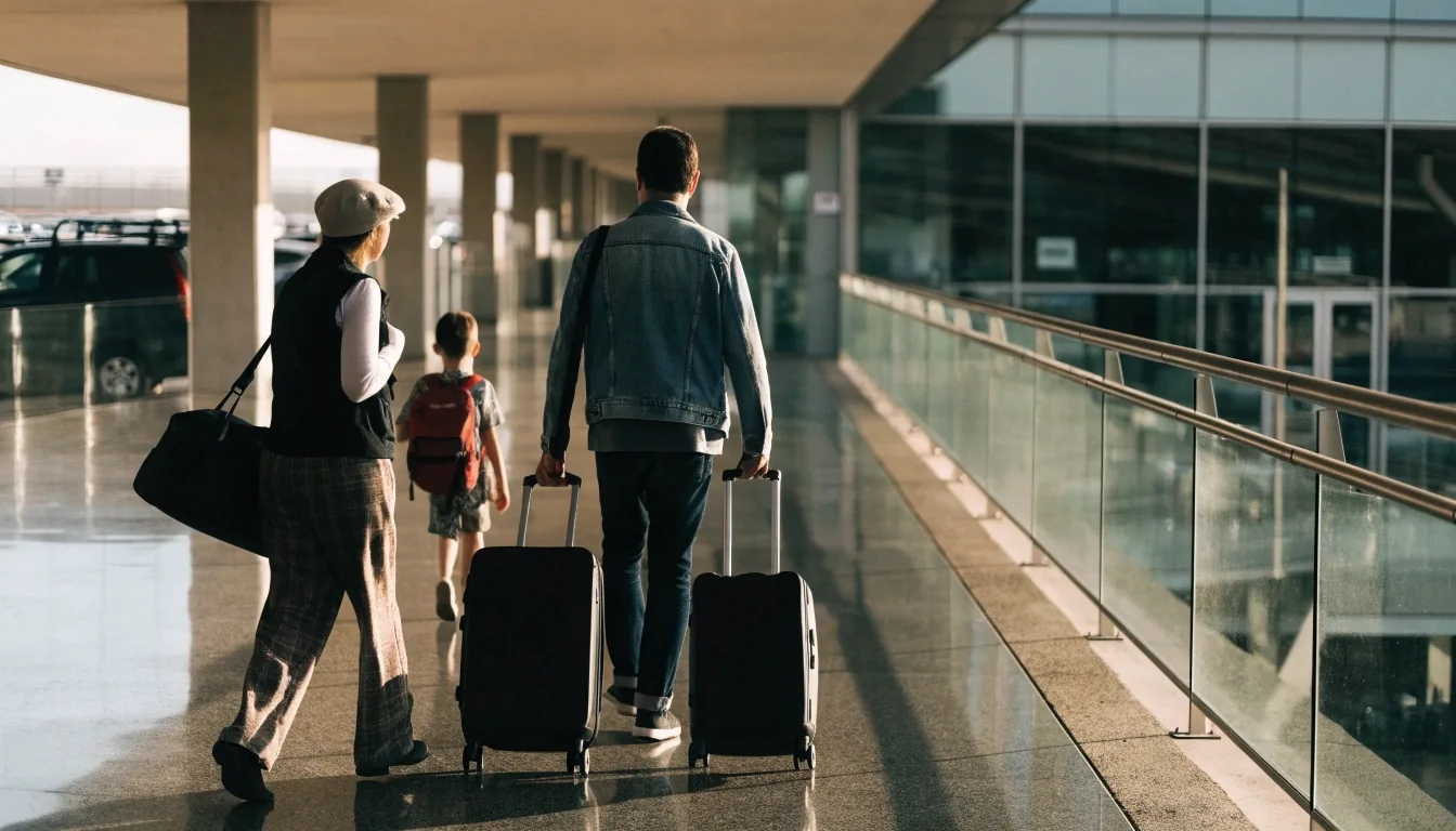Covered pedestrian walkway beside Sydney Airport parking