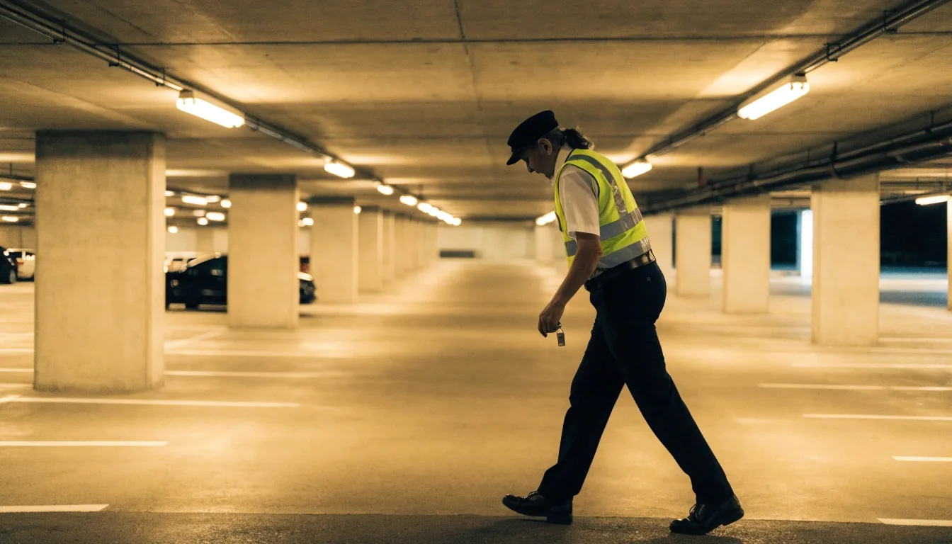 Undercover Sydney Airport parking ramp at night